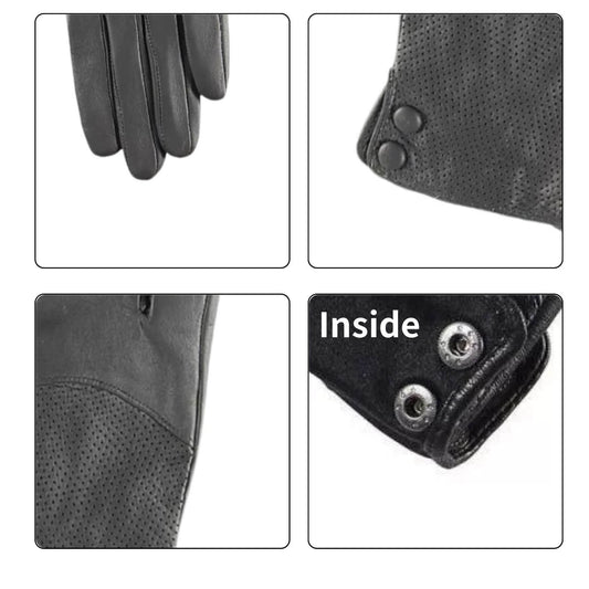 Women’s Sheepskin Driving Gloves – Lightweight & Breathable with Perforated Back