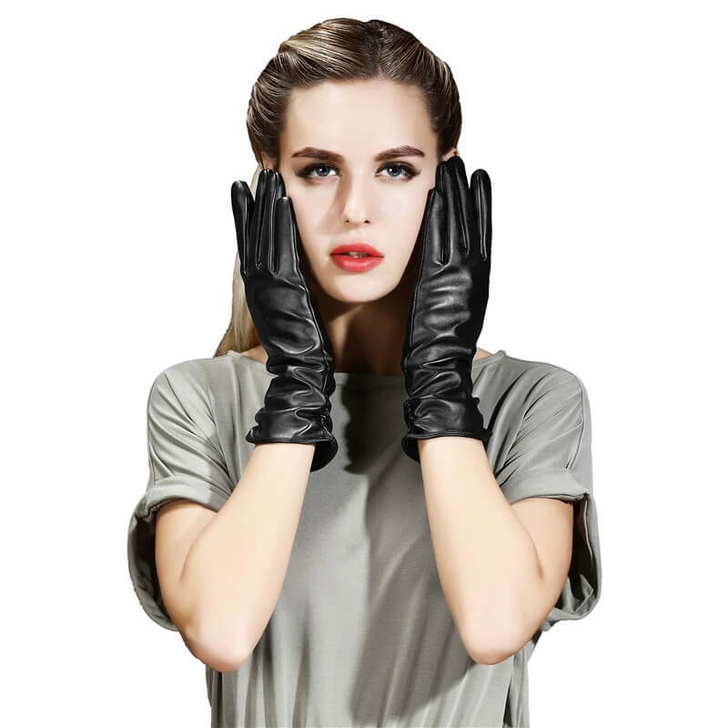 Women’s Long Lambskin Driving Gloves – 11-Inch, Silk Lining