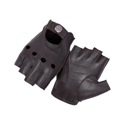 Men’s Classic Deerskin Driving Gloves – Half-Finger with Knuckle Cutouts & Solid Color - Brown