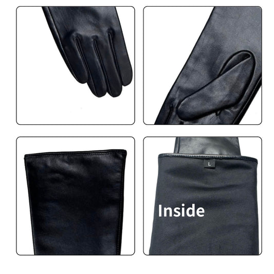 Women’s Sheepskin Driving Gloves – 18-Inch Long Cuff, Silk Lining - Black