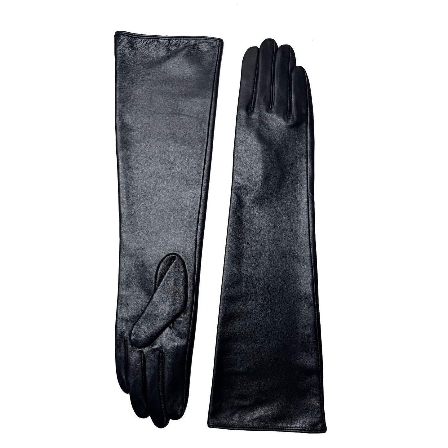 Women’s Sheepskin Driving Gloves – 18-Inch Long Cuff, Silk Lining - Black