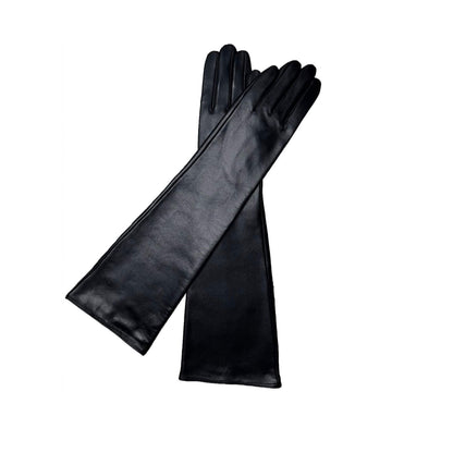 Women’s Sheepskin Driving Gloves – 18-Inch Long Cuff, Silk Lining - Black