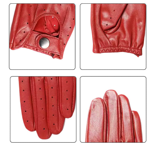 Women’s Retro Goatskin Driving Gloves – Full-Finger with Knuckle Cutouts & Solid Color