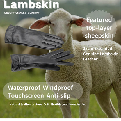 Women’s Long Lambskin Driving Gloves – 11-Inch, Silk Lining