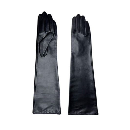 Women’s Sheepskin Driving Gloves – 18-Inch Long Cuff, Silk Lining - Black