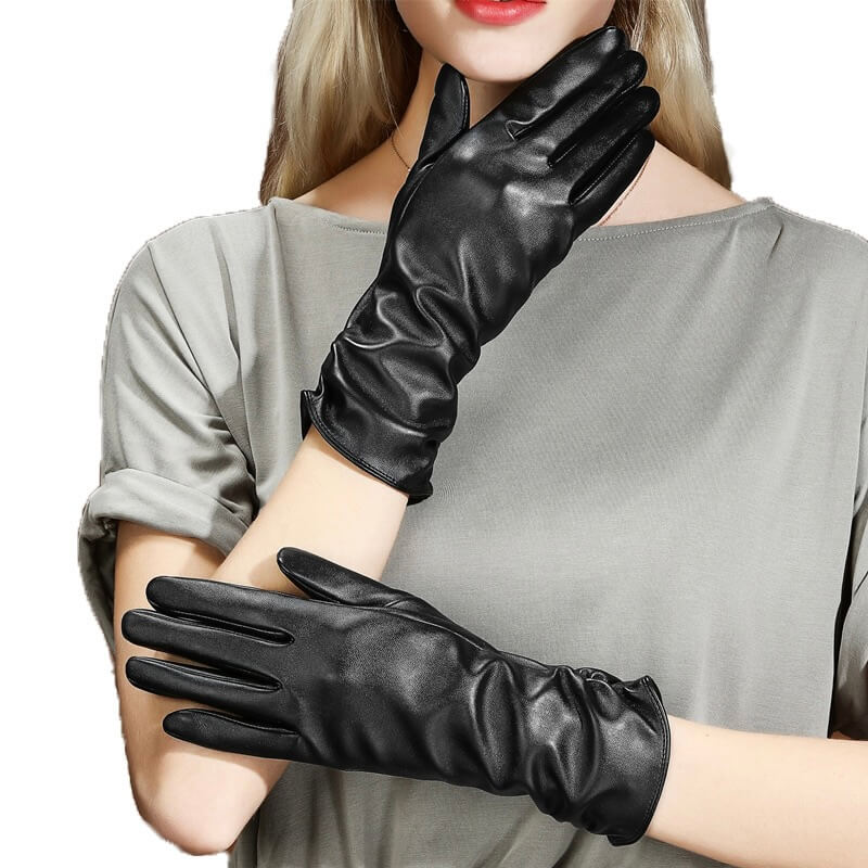 Women’s Long Lambskin Driving Gloves – 11-Inch, Silk Lining