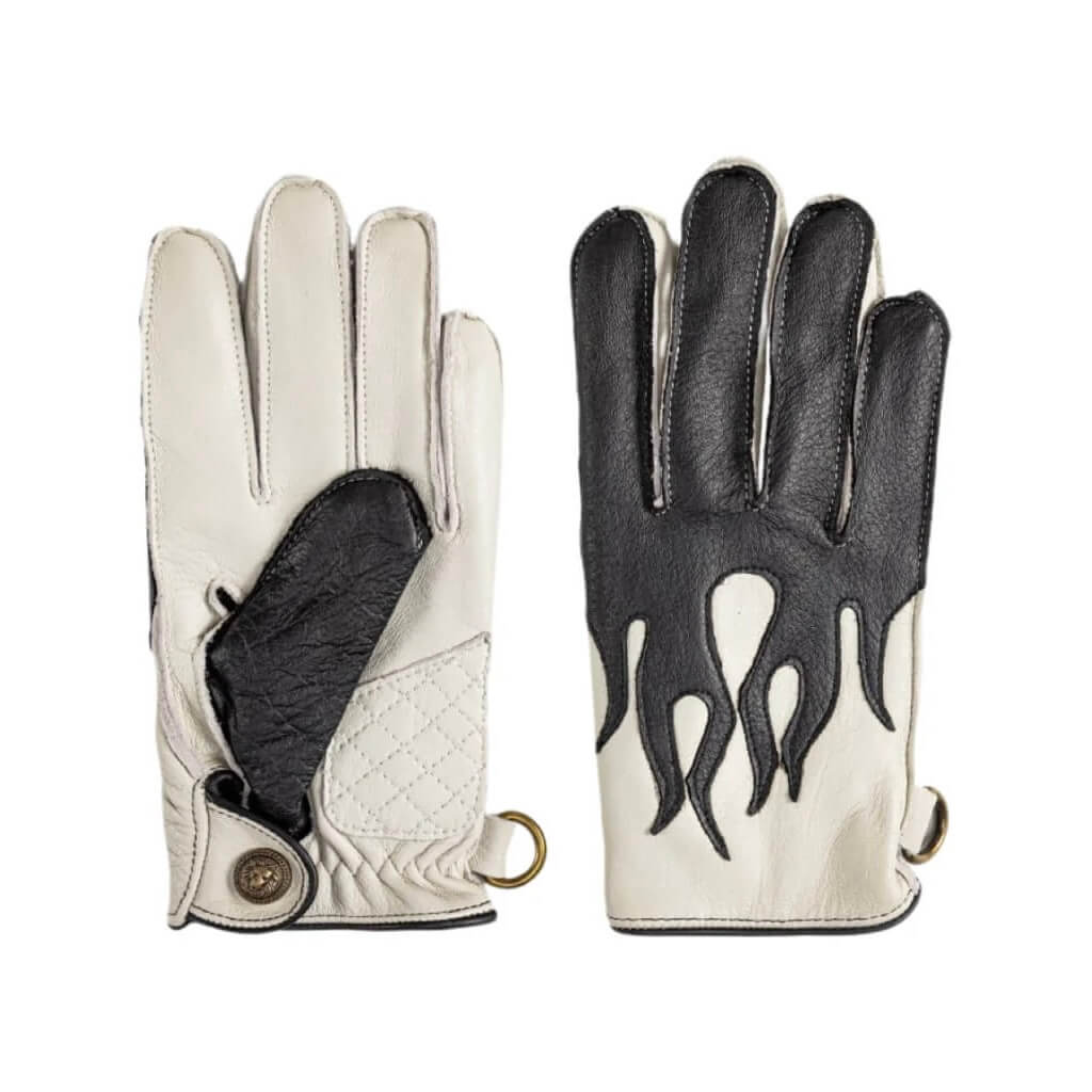 Men’s Deerskin Driving Gloves – Full-Finger with Flame Pattern Design - Black
