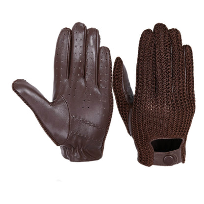 Men’s Retro Goatskin Driving Gloves – Full-Finger with Woven Back - Brown