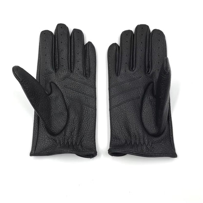 Men’s Retro Goatskin Driving Gloves – Full-Finger with Knuckle Cutouts & Solid Color – Thin & Breathable