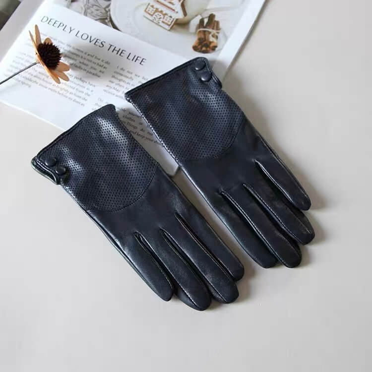 Women’s Sheepskin Driving Gloves – Lightweight & Breathable with Perforated Back