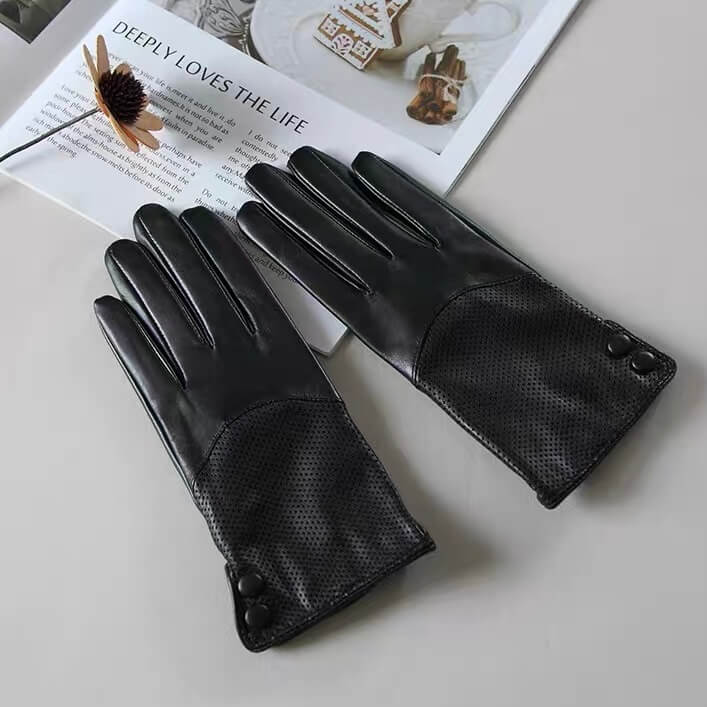Women’s Sheepskin Driving Gloves – Lightweight & Breathable with Perforated Back