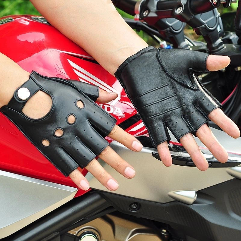 Men’s Classic Deerskin Driving Gloves – Half-Finger with Knuckle Cutouts & Solid Color - Black