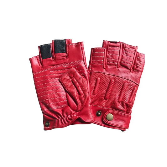 Men’s Retro Sheepskin Driving Gloves – Half-Finger with Stitched Accents