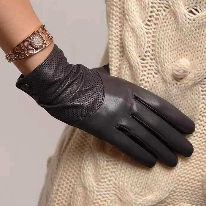 Women’s Sheepskin Driving Gloves – Lightweight & Breathable with Perforated Back