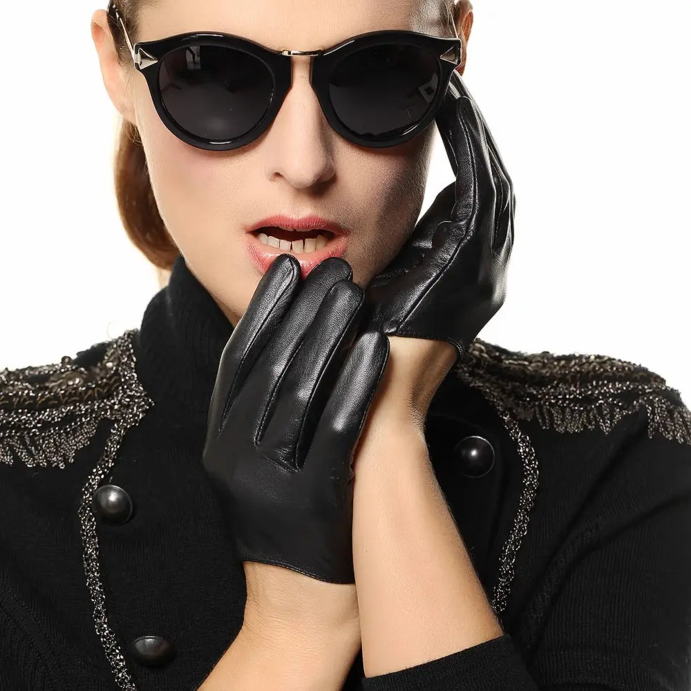 Women’s Fashion Goatskin Driving Gloves – Fingerless, Lightweight