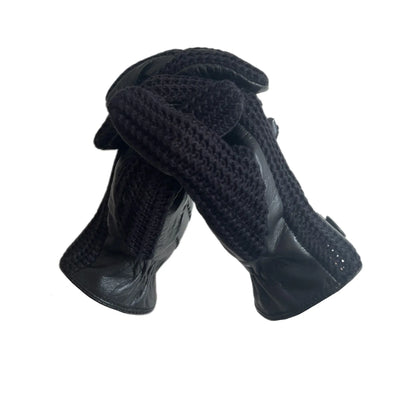 Men’s Retro Goatskin Driving Gloves – Full-Finger with Woven Back - Black